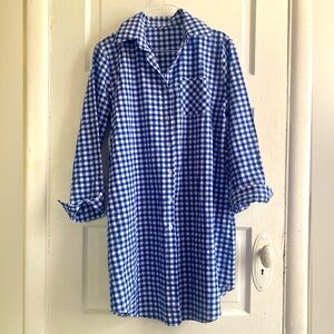 Blue and White Gingham Shirt Dress